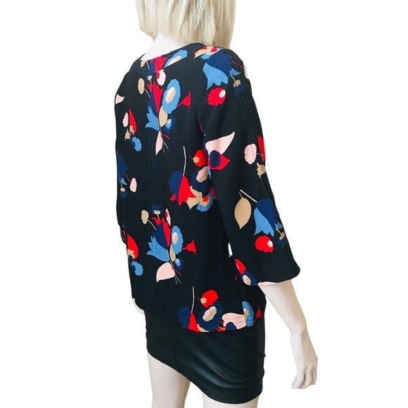 Anthropologie Boden Blouse Top Shirt Tank Floral Colorful Versatile ΒΎ Sleeve - Picture 6 of 13